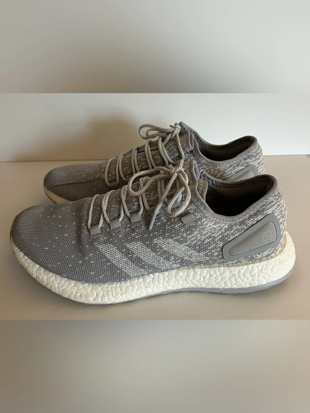 adidas White and Grey Pureboost Reigning Champ Running Shoes